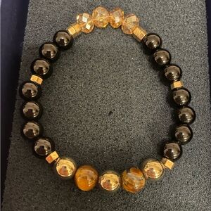 Elegant Black and Gold Beaded Bracelet